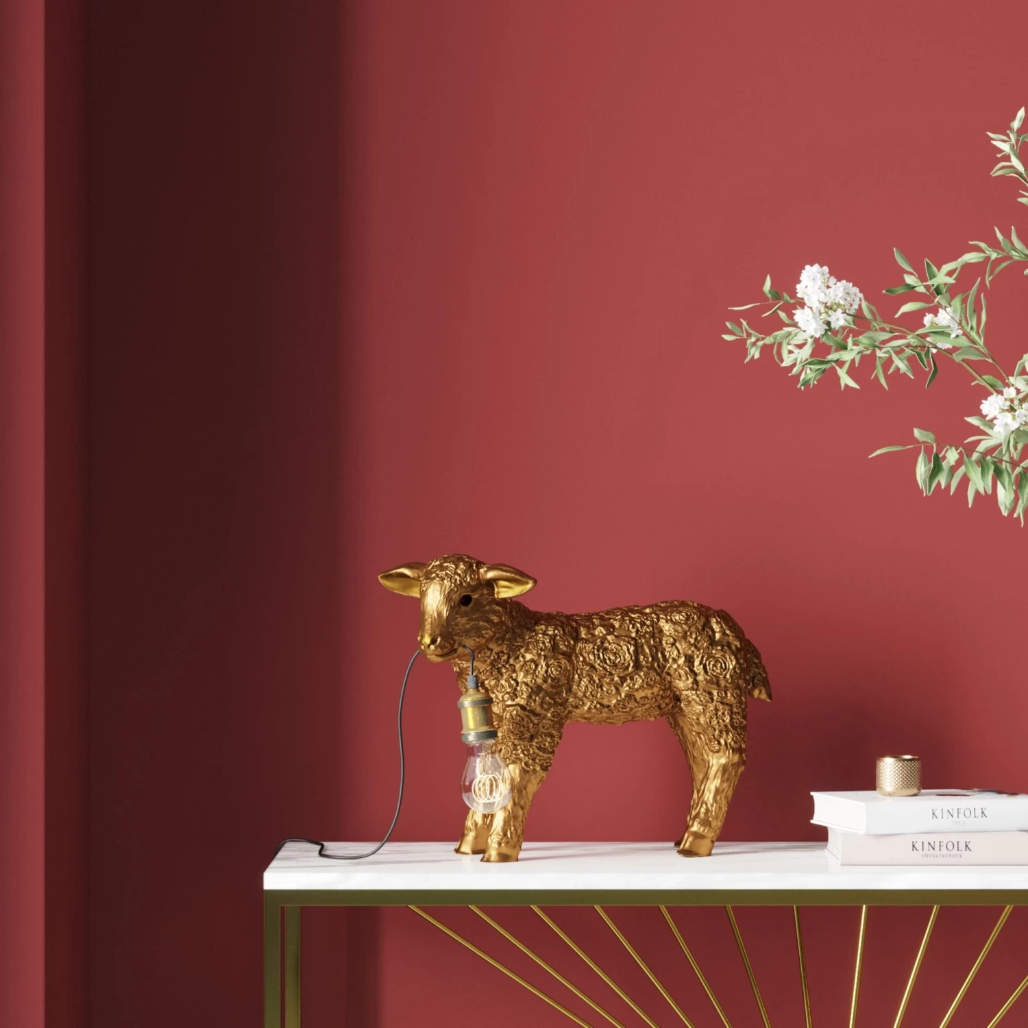 Tischleuchte Animal Flower Sheep Gold 36cm