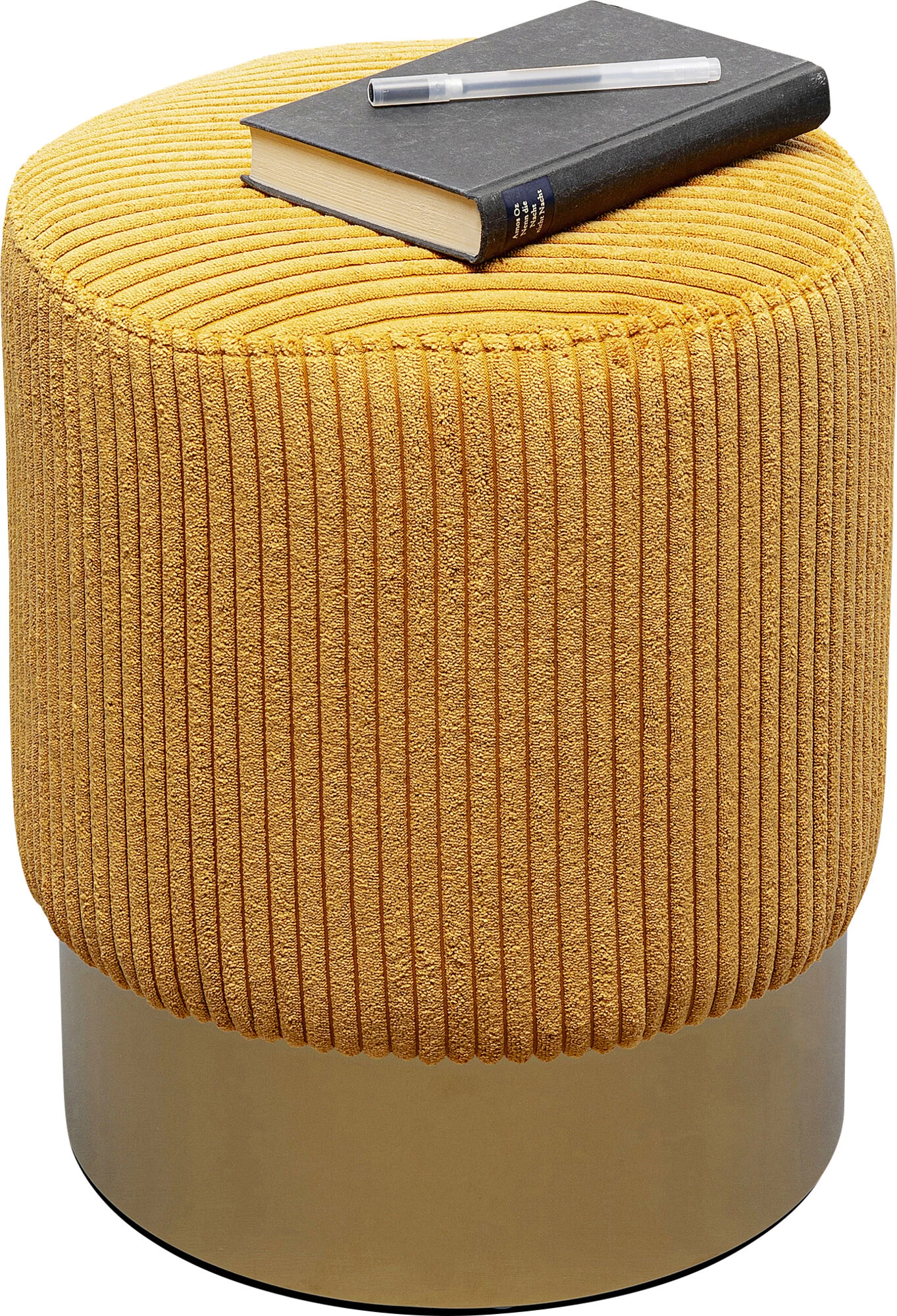 Hocker Cherry Gelb Cord Brass Ø35cm – Bild 2