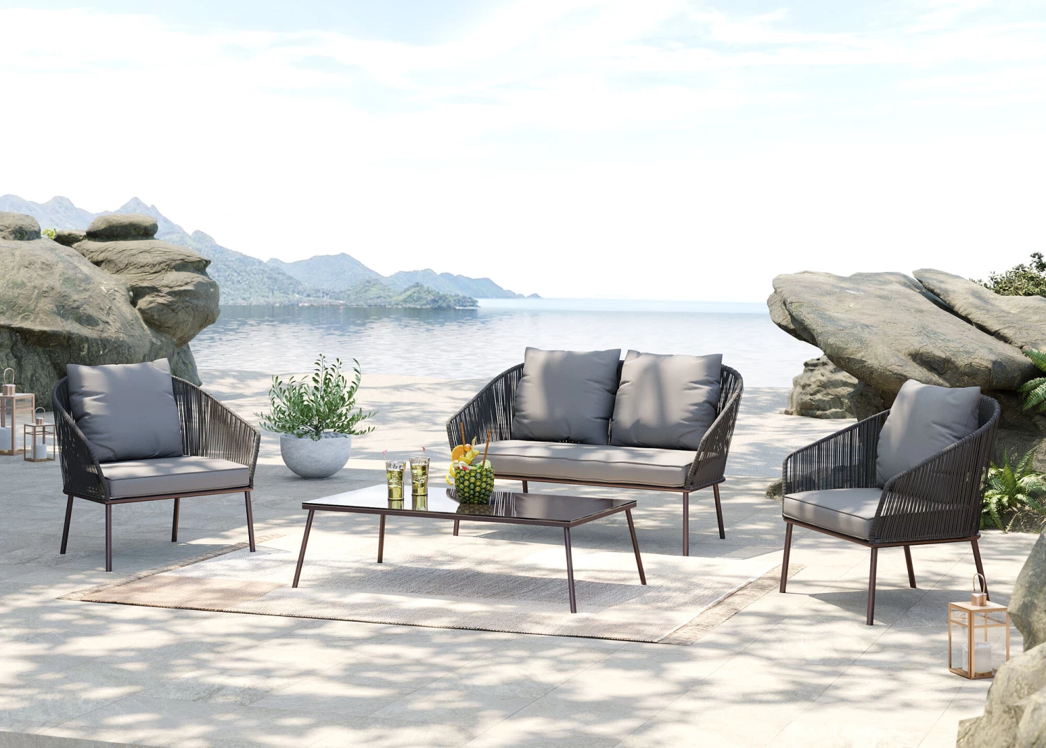 Sitzgruppe Elba Grau Quattro(4/tlg.)