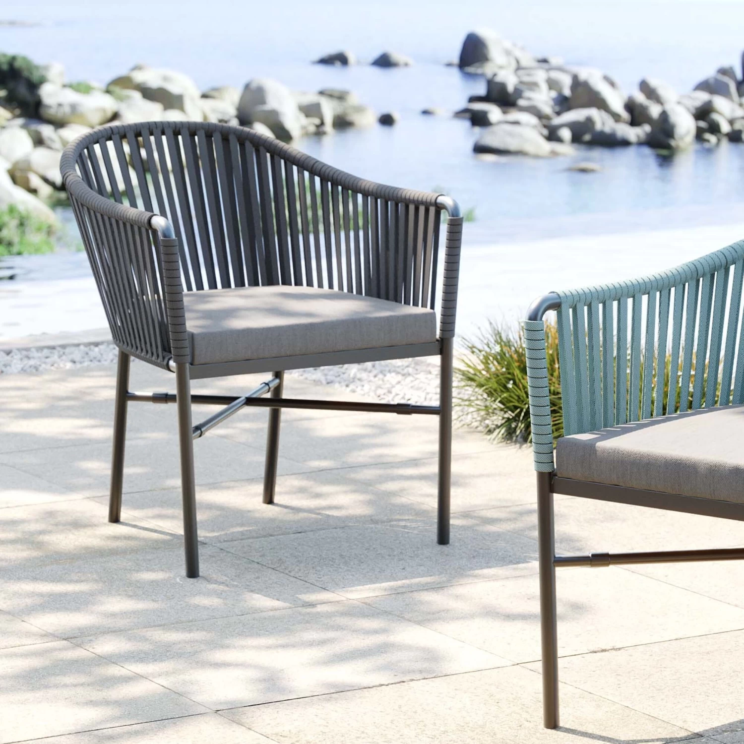 Armlehnstuhl Santanyi Dunkelgrau