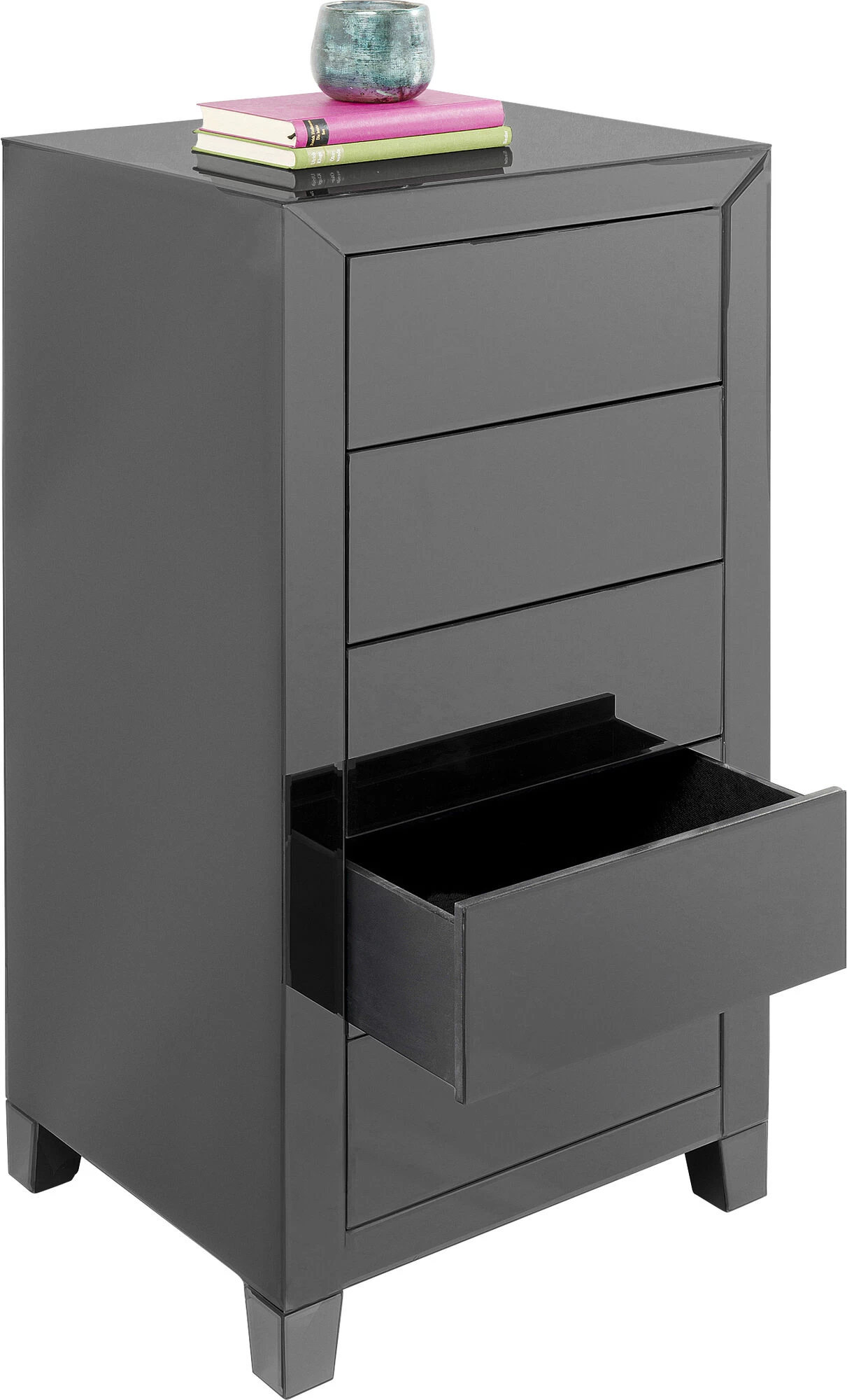 Hochkommode Luxury Push 5 Schübe Grau – Bild 7