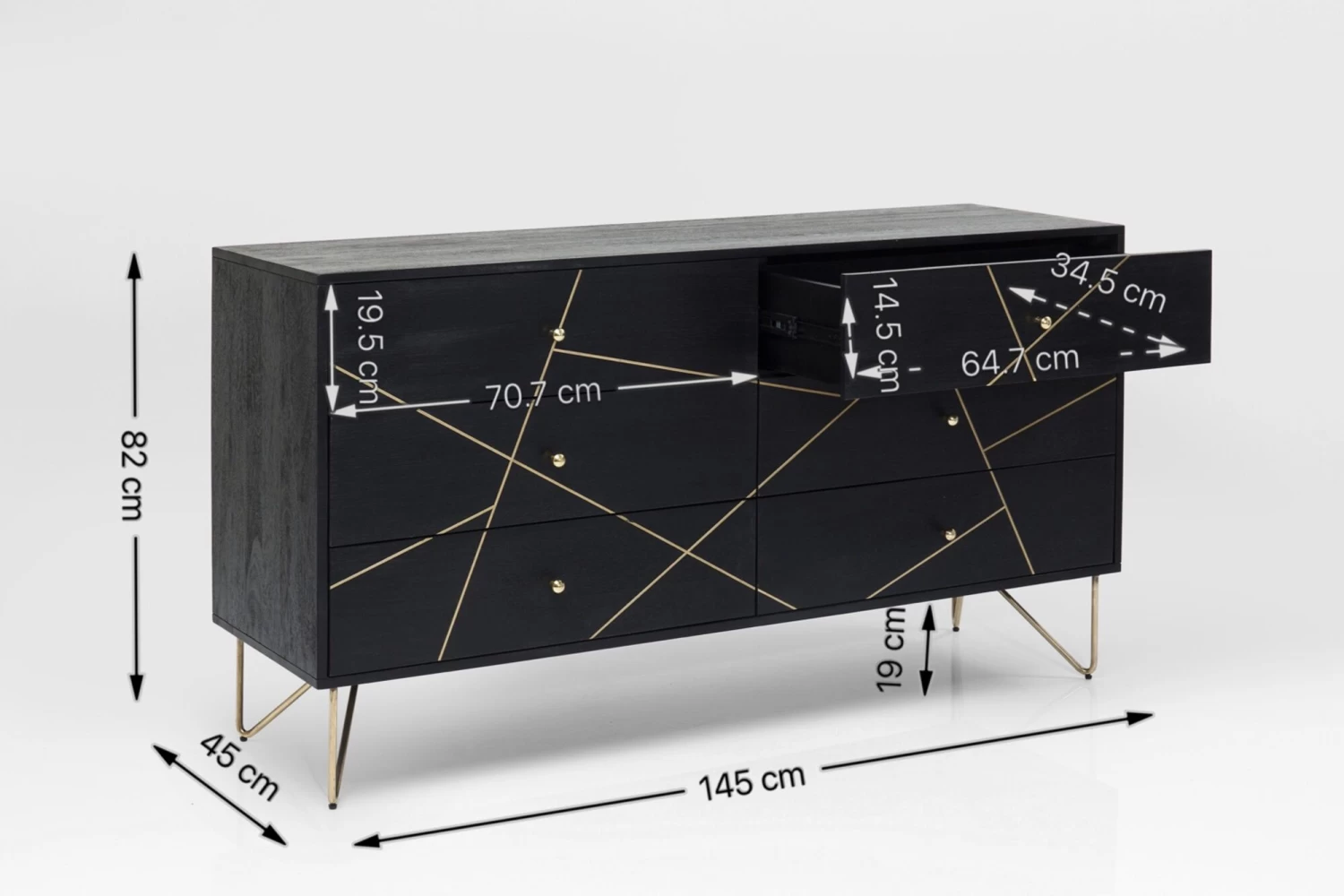 Sideboard Gold Vein 6 Schübe 145x82cm – Bild 20