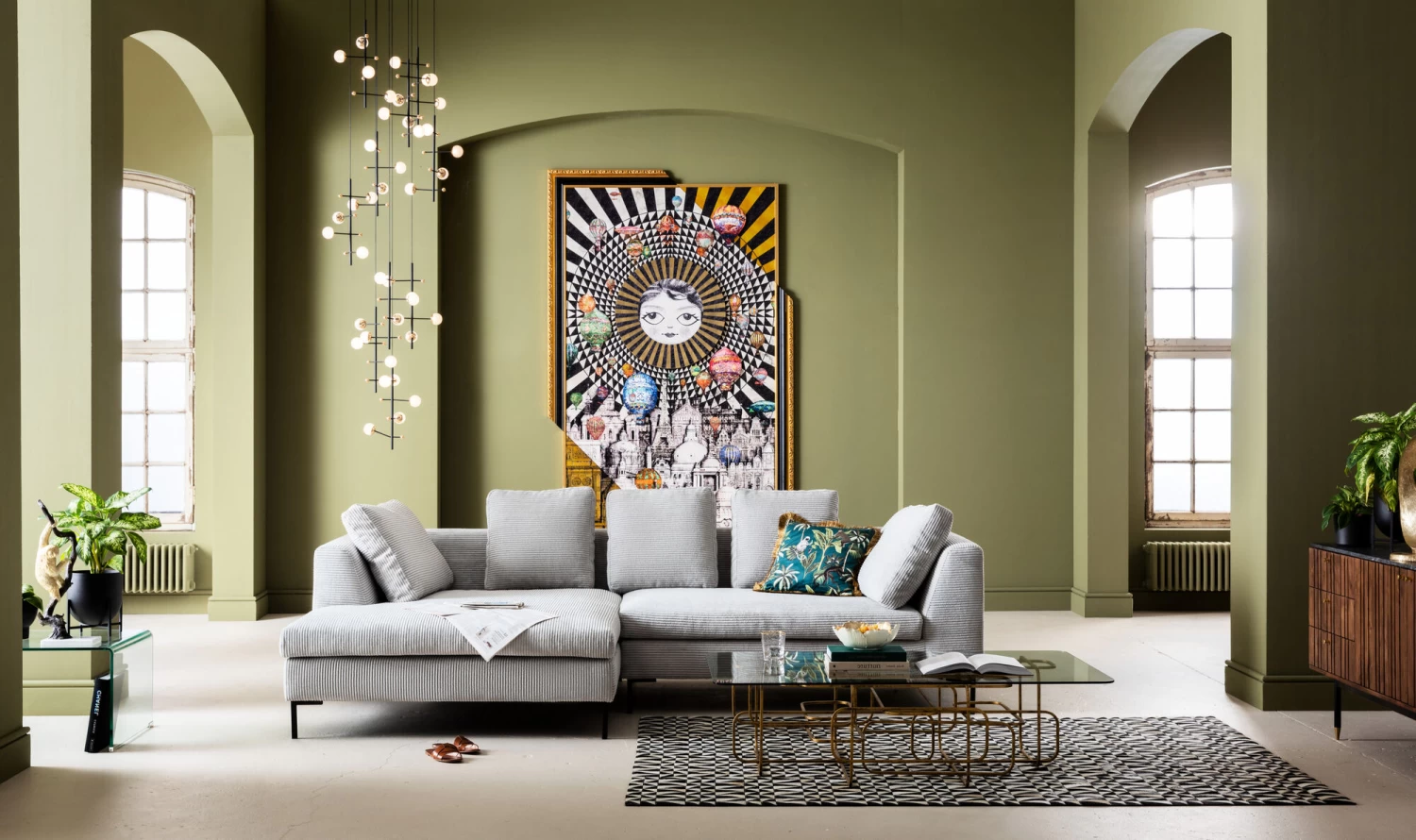 Ecksofa Gianni Cord Grau Links – Bild 3