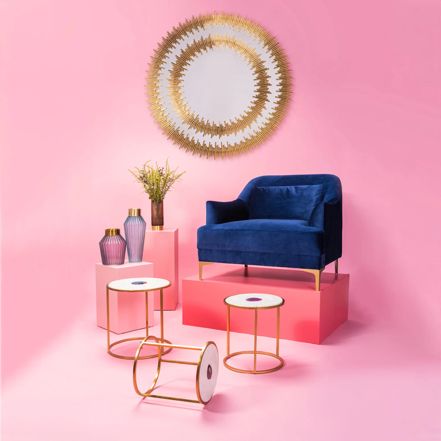 Spiegel Solare Gold Ø132cm