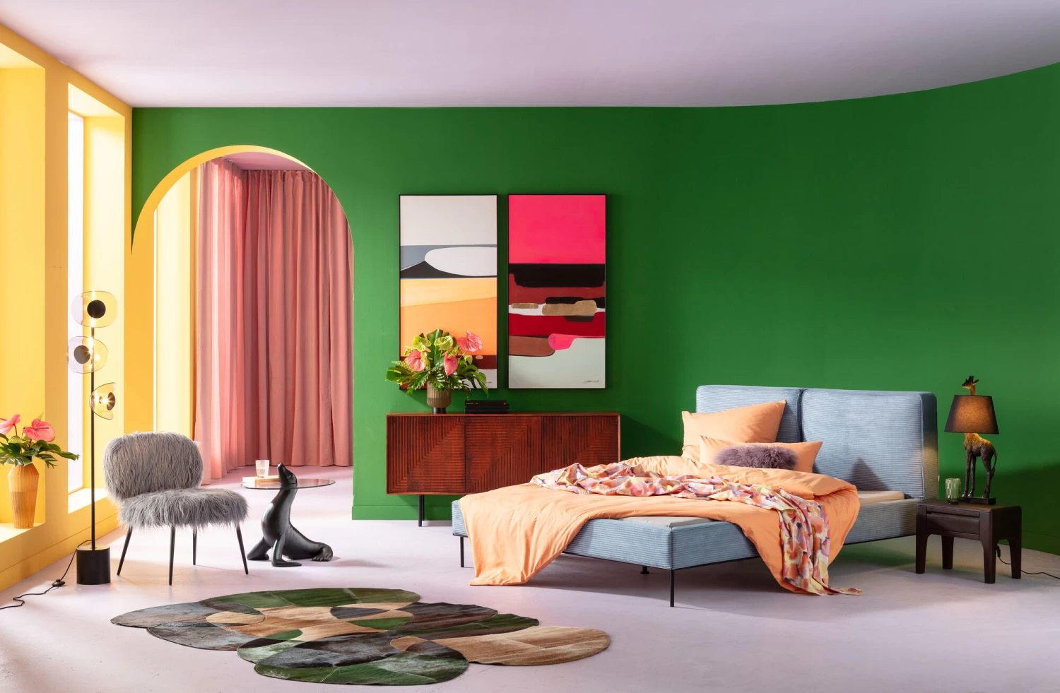 Bett East Side Cord Blau 160x200cm – Bild 2