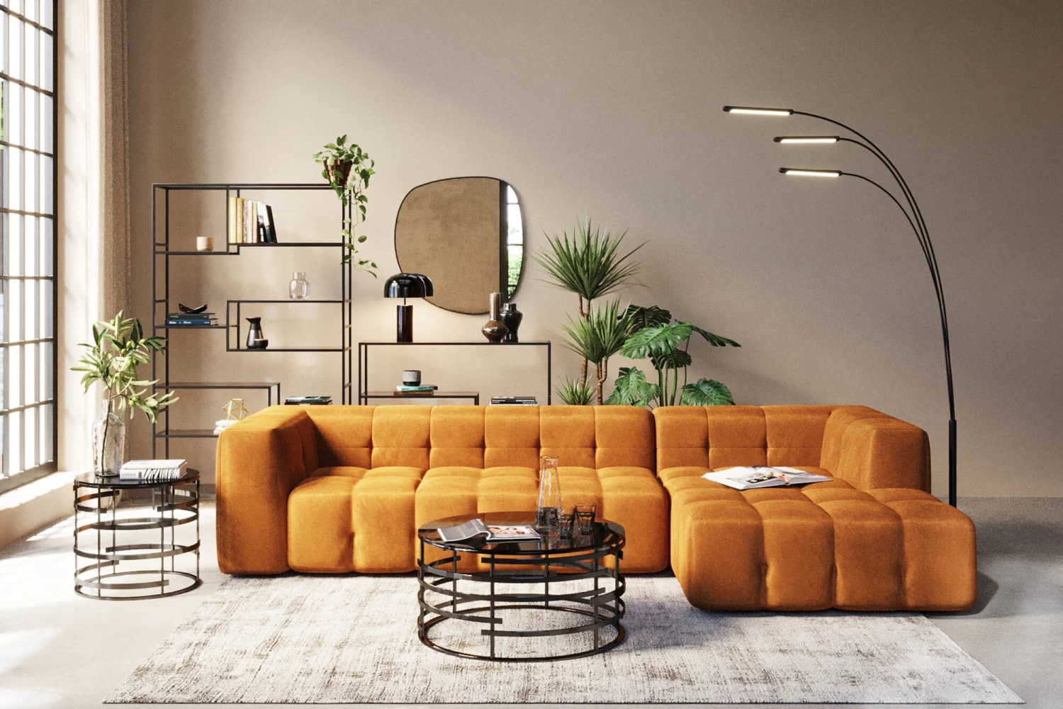 Ecksofa Salamanca Goldbraun Rechts – Bild 7