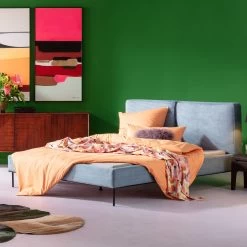 Bett East Side Cord Blau 160x200cm