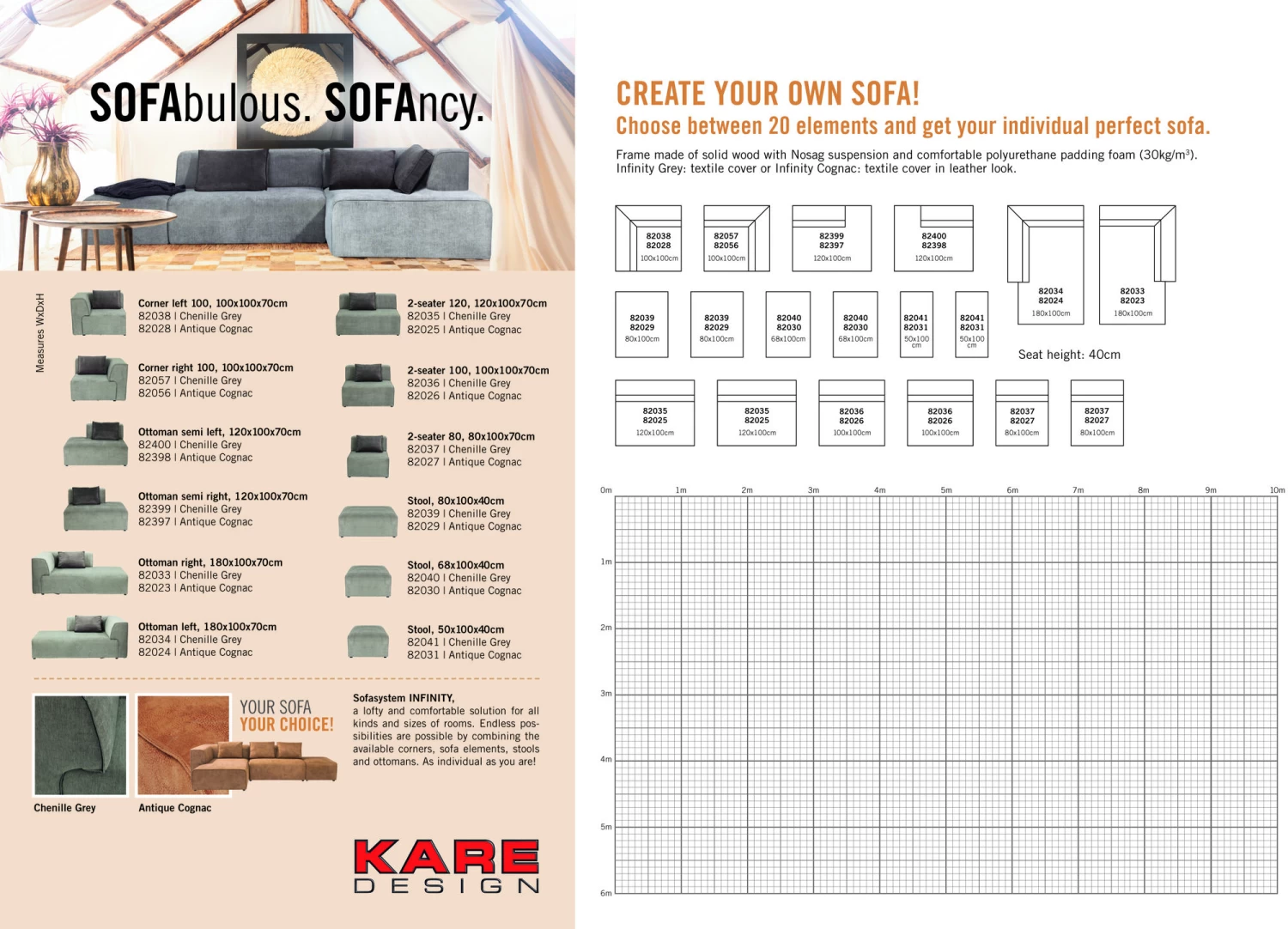 Infinity Hocker 50 Elements Grau