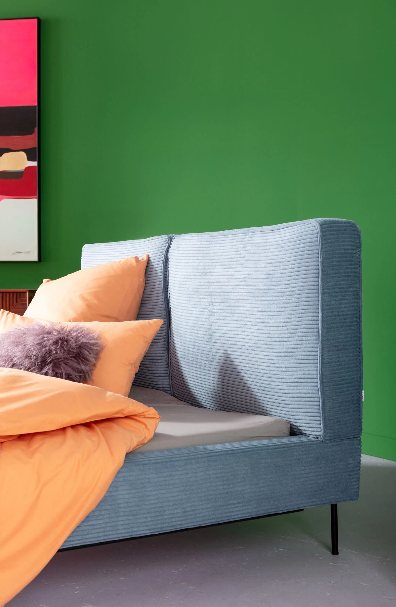 Bett East Side Cord Blau 160x200cm – Bild 3