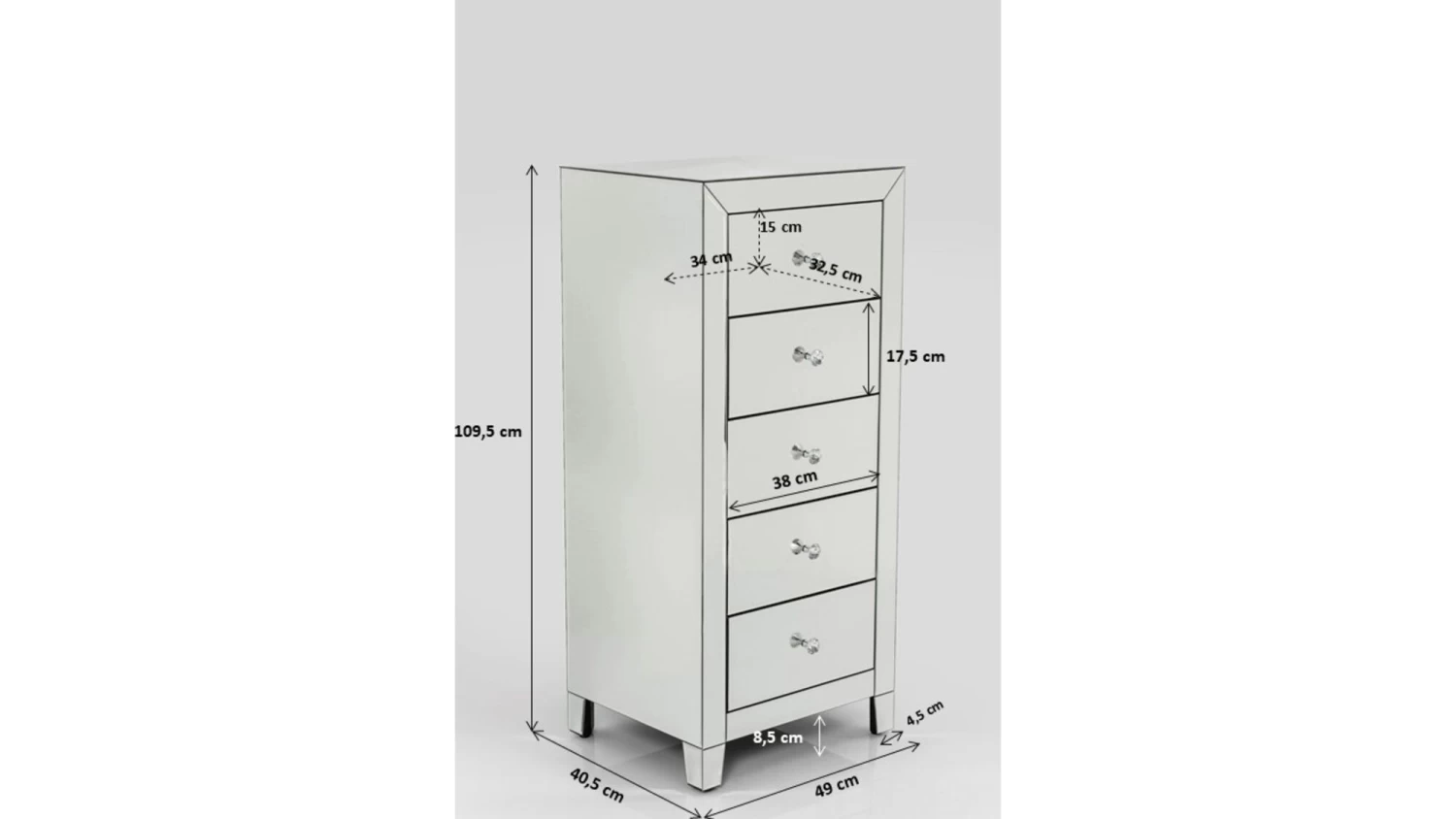 Hochkommode Luxury 5 Schübe – Bild 16