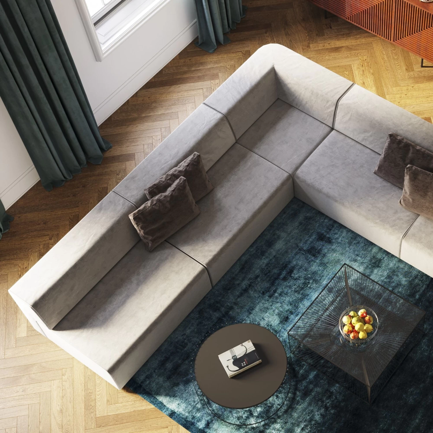 Infinity Ecke 100 Elements Grau Rechts