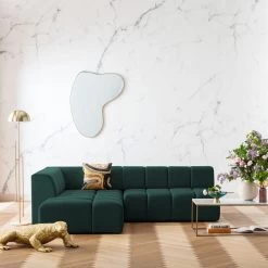 Ecksofa Belami Velvet Dunkelgrün Links 265cm