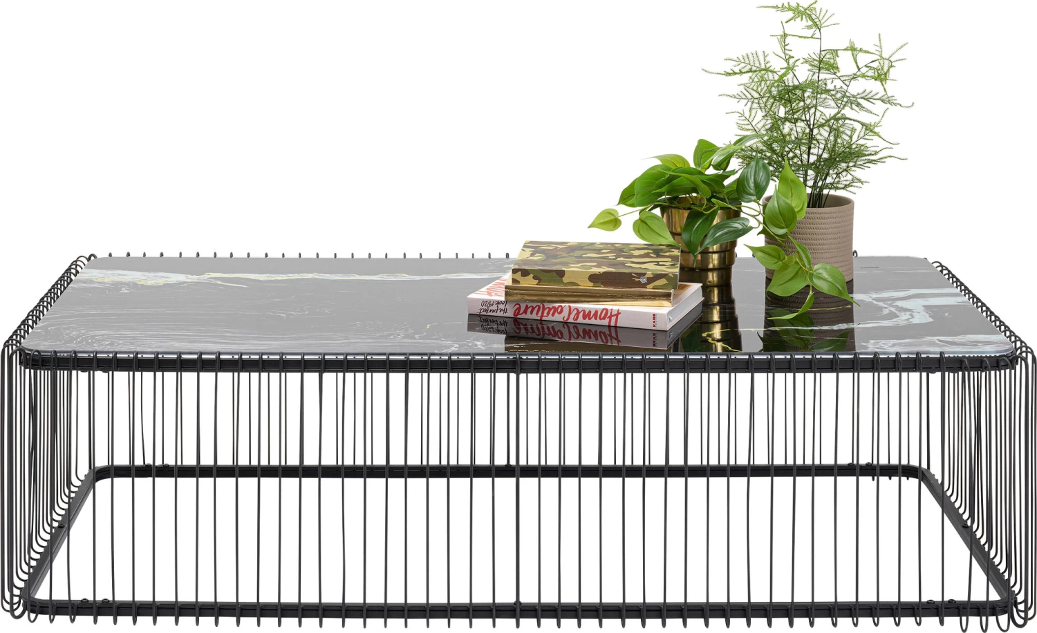 Couchtisch Wire Glas Marble Schwarz 145x70cm – Bild 2