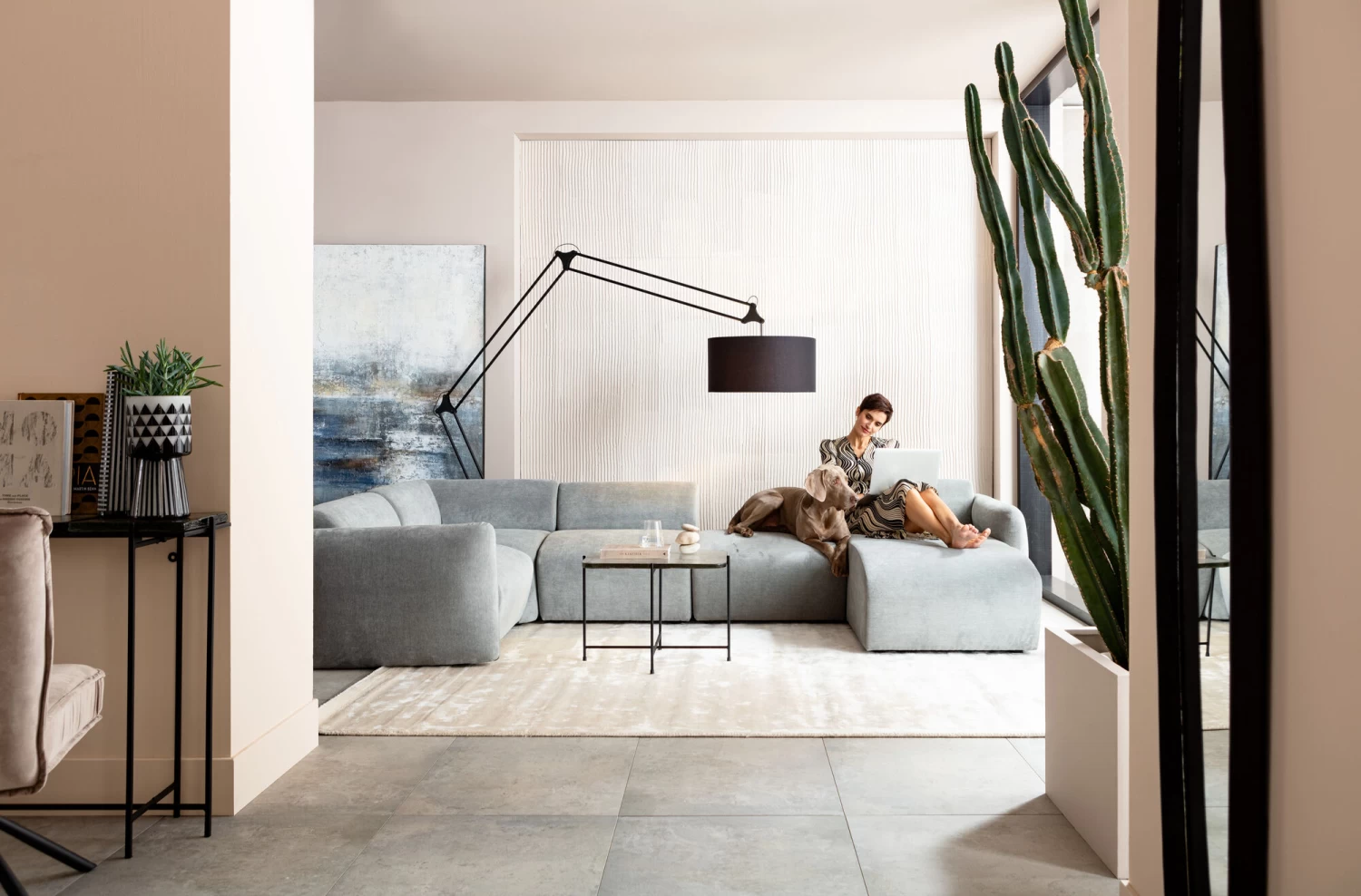 Wohnlandschaft 2 Lucca Grau Rechts 328cm