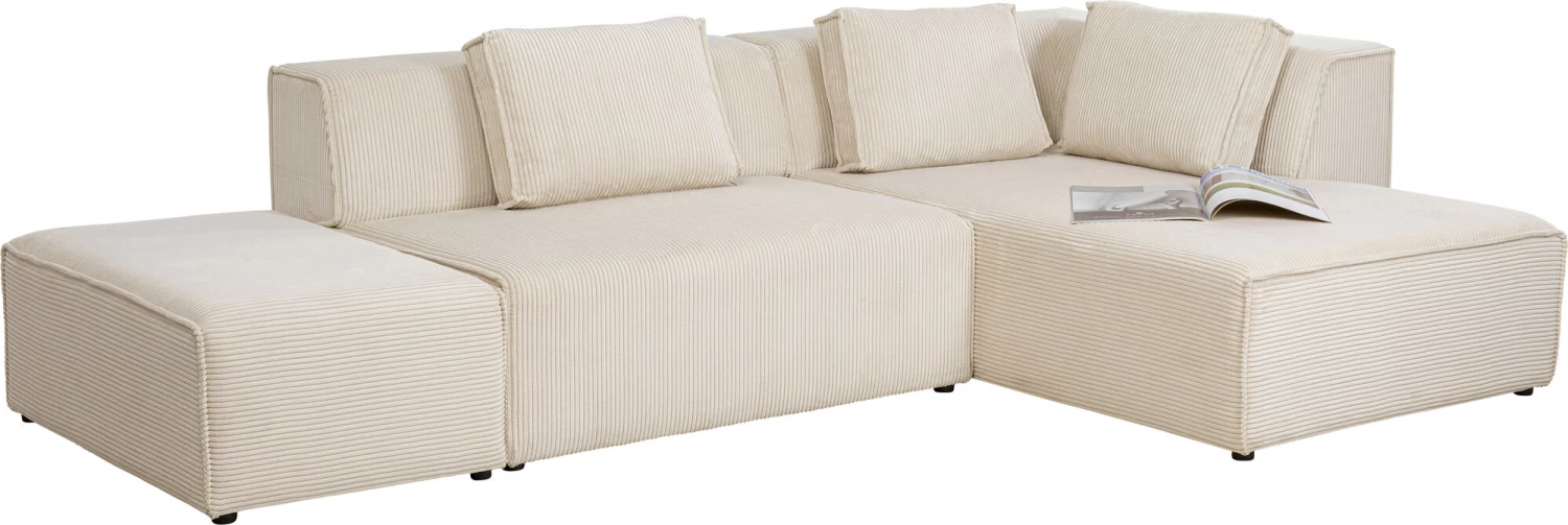 Ecksofa Infinity Ottomane Cord Creme Rechts – Bild 2