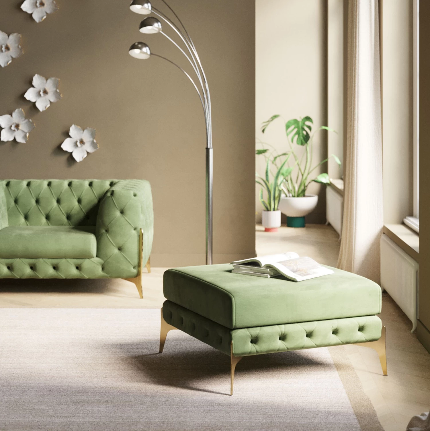 Hocker Bellissima Velvet Grün 80