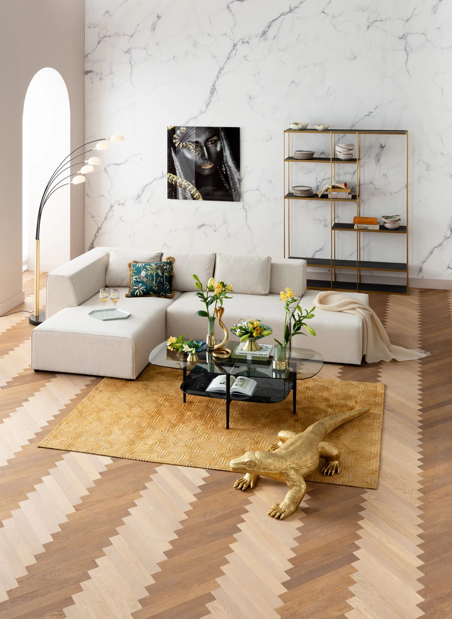 Ecksofa Infinity Ottomane Creme Links – Bild 4