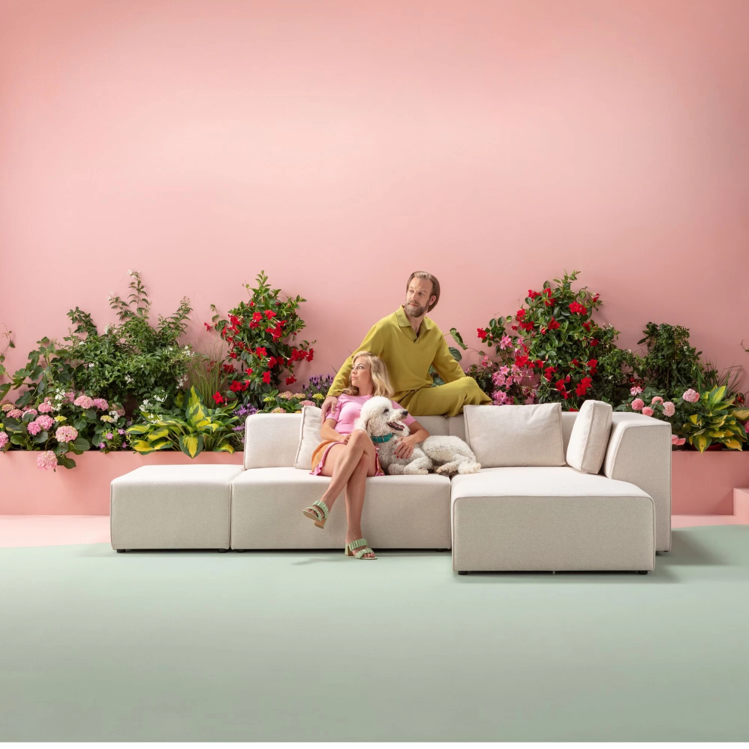 Ecksofa Infinity Ottomane Creme Links – Bild 2