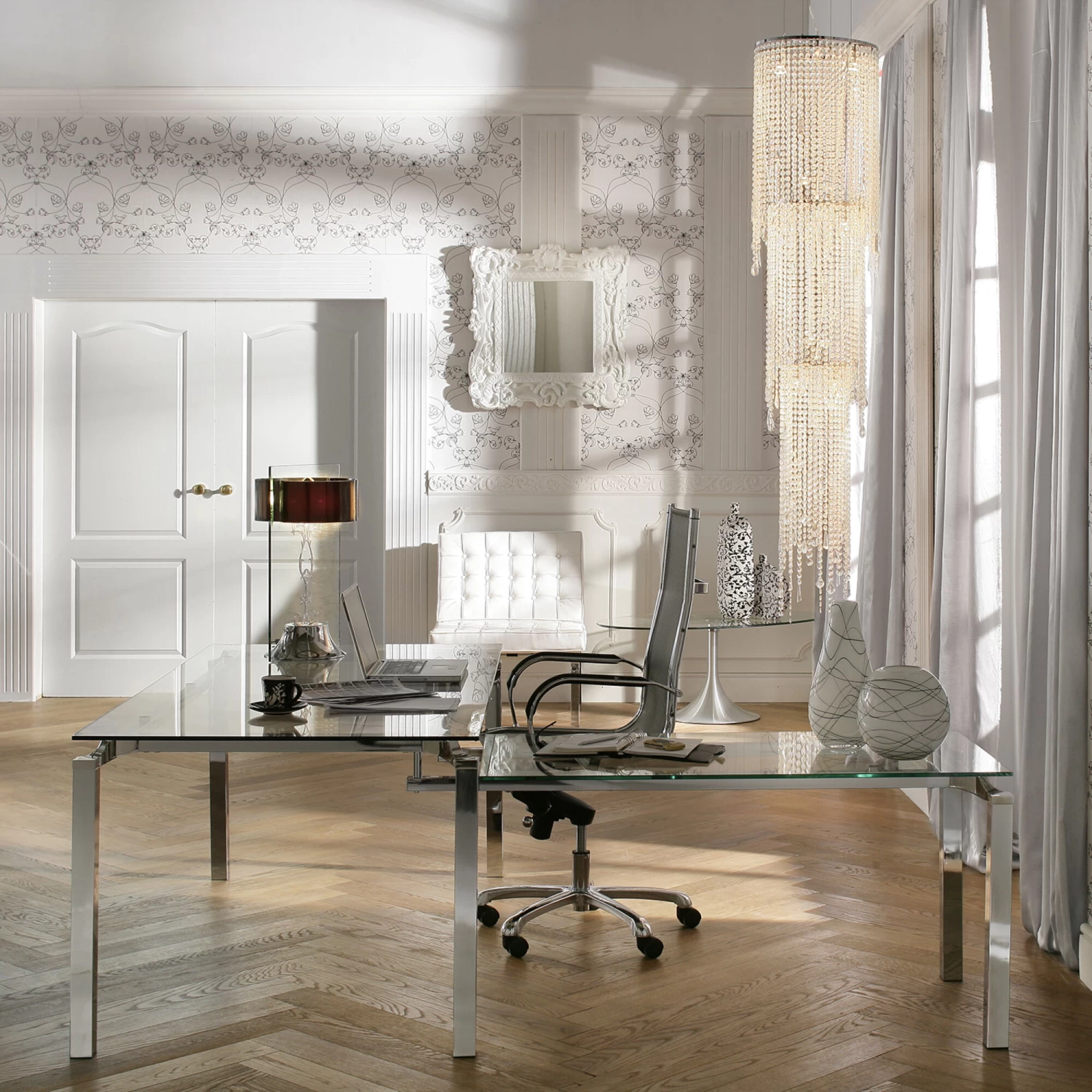 Schreibtisch Lorenco Chrom Winkelcombi 210x180cm – Bild 2