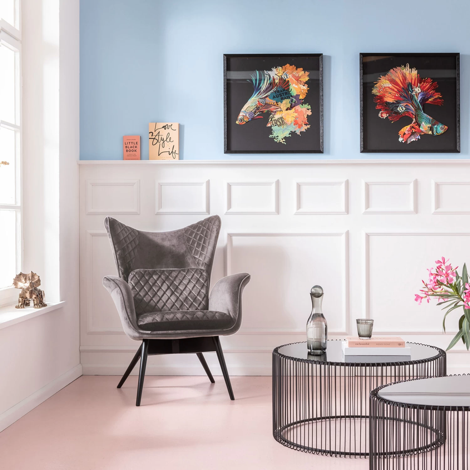 Sessel Tudor Velvet Silbergrau – Bild 3