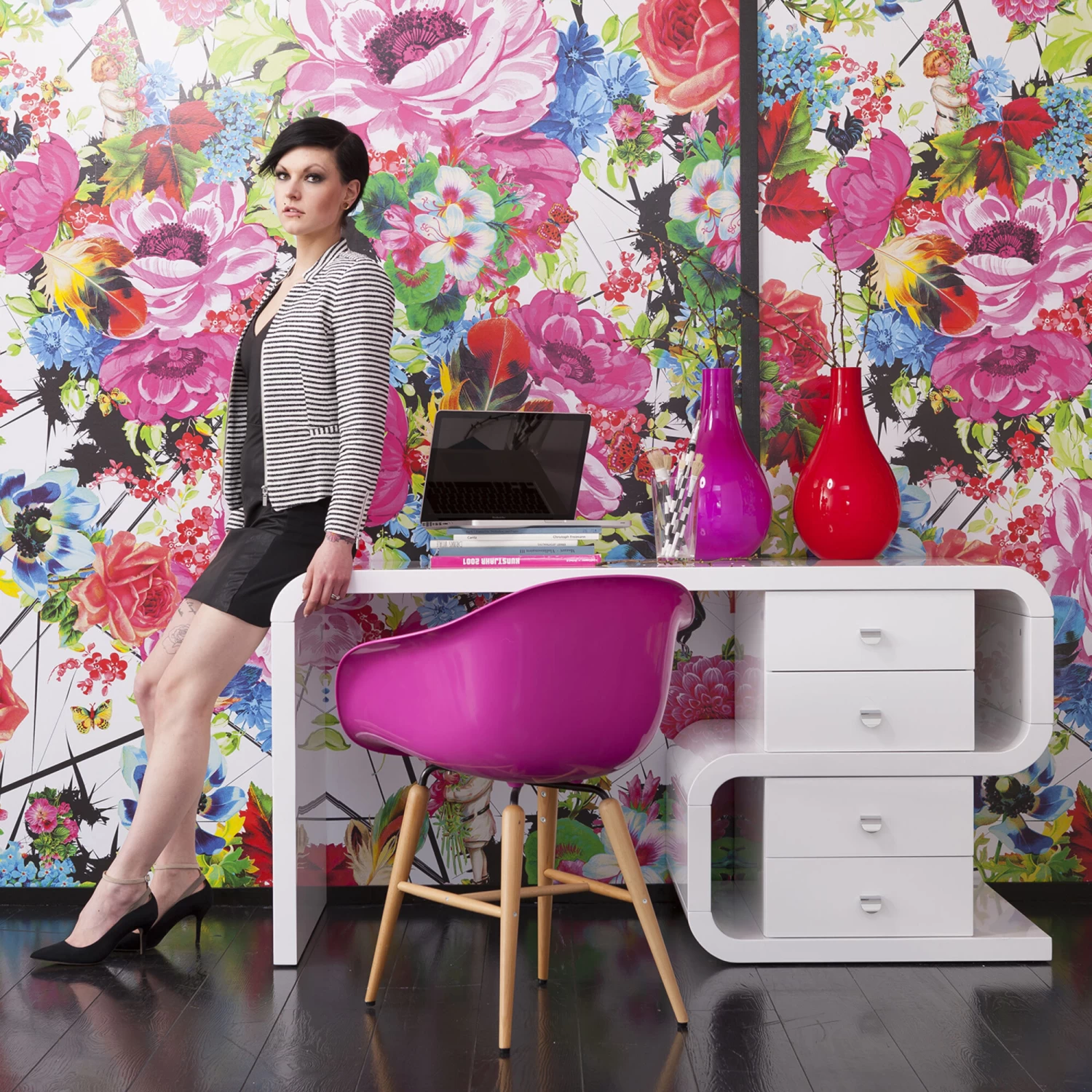 White Club Schreibtisch Snake 150x70cm – Bild 2