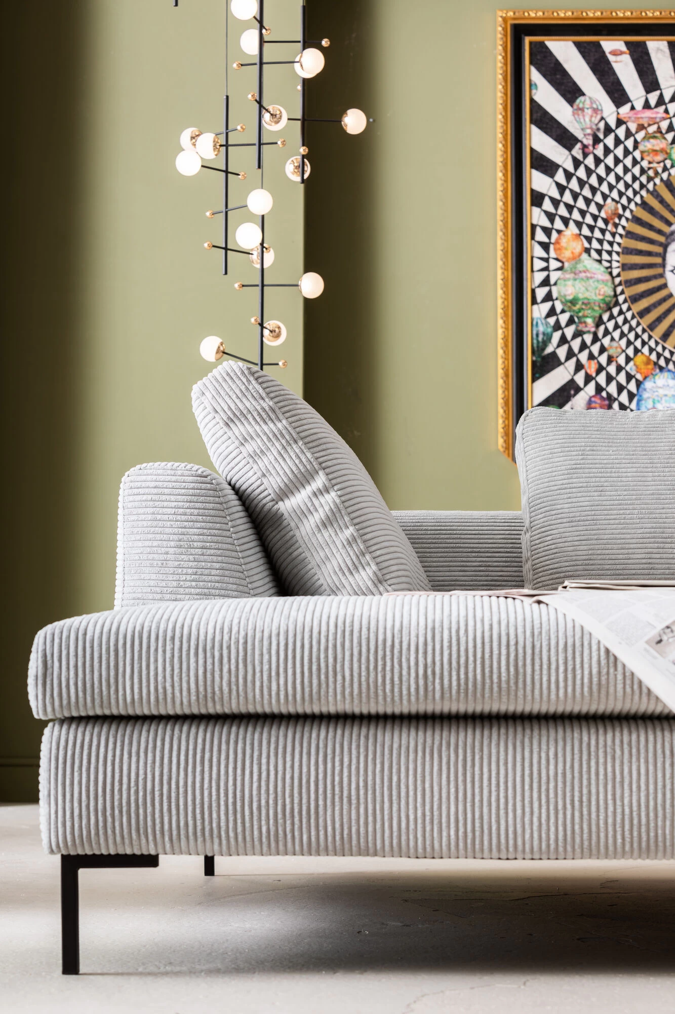 Ecksofa Gianni Cord Grau Links – Bild 5