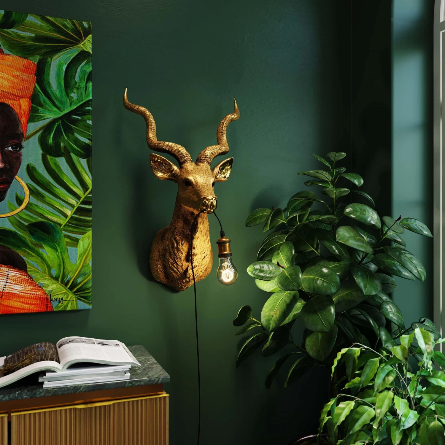 Wandleuchte Animal Goat Gold 45x74cm