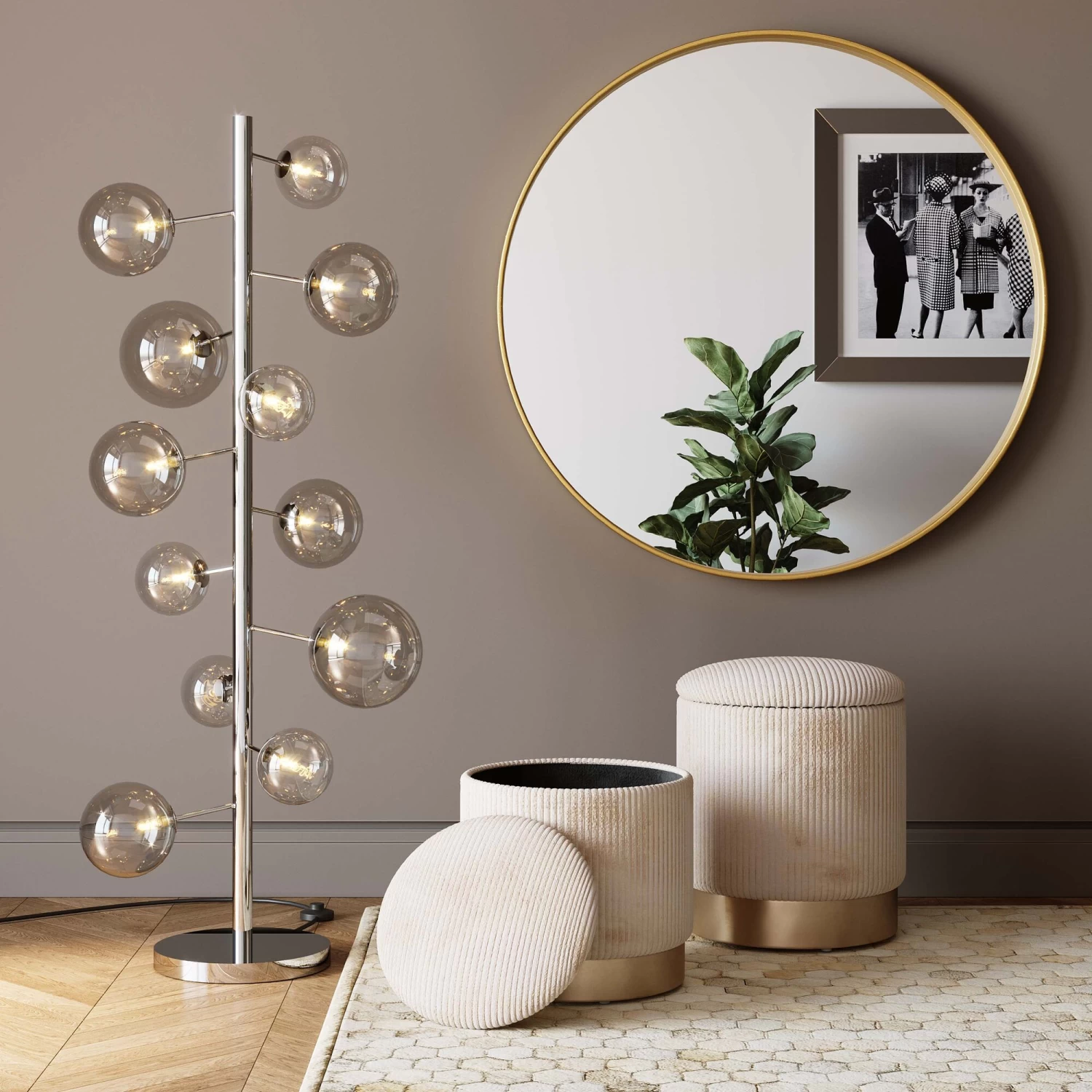 Hocker Cherry Storage Cord Creme (2/Set) – Bild 2