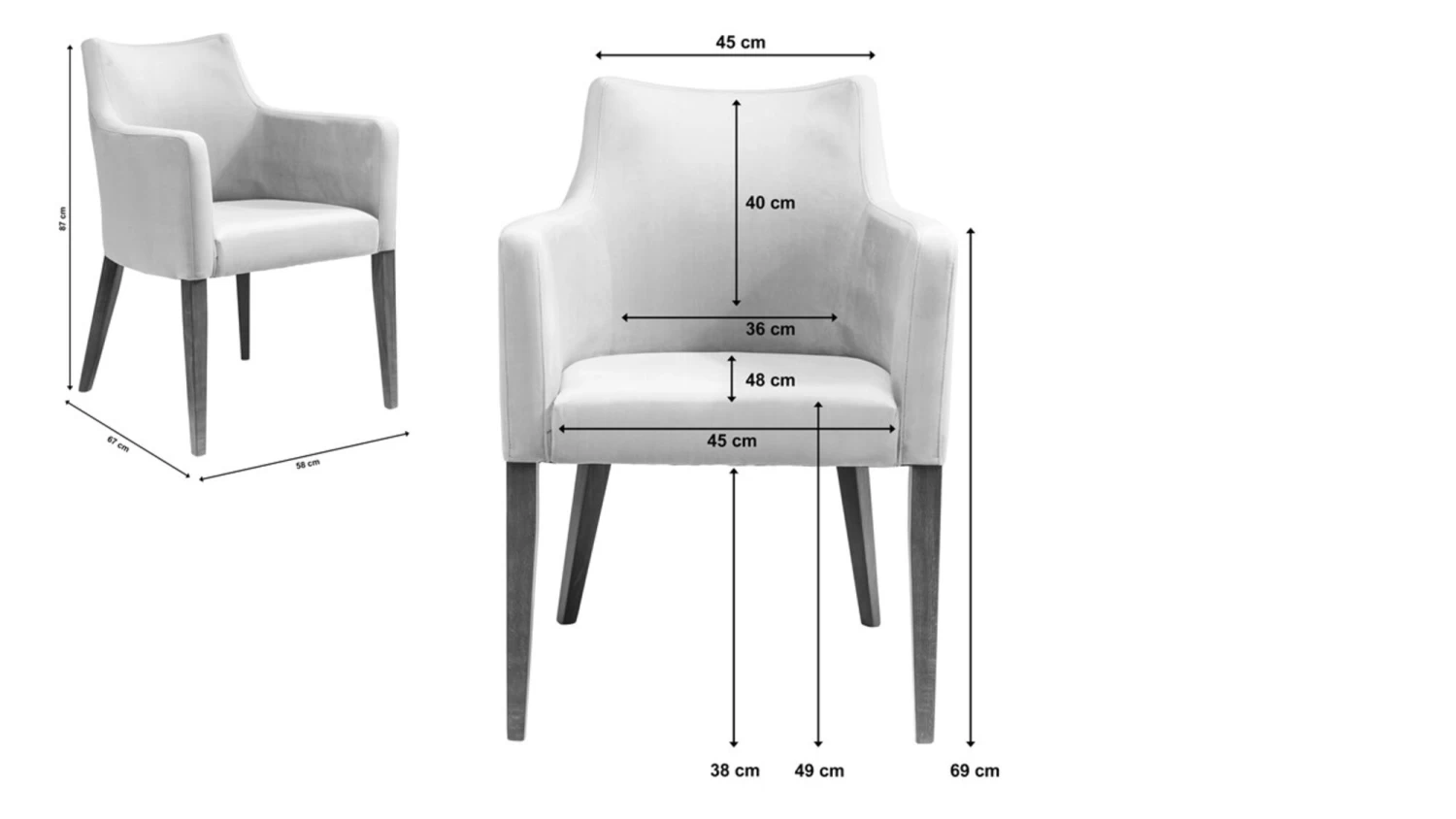Armlehnstuhl Mode Velvet Grau – Bild 14