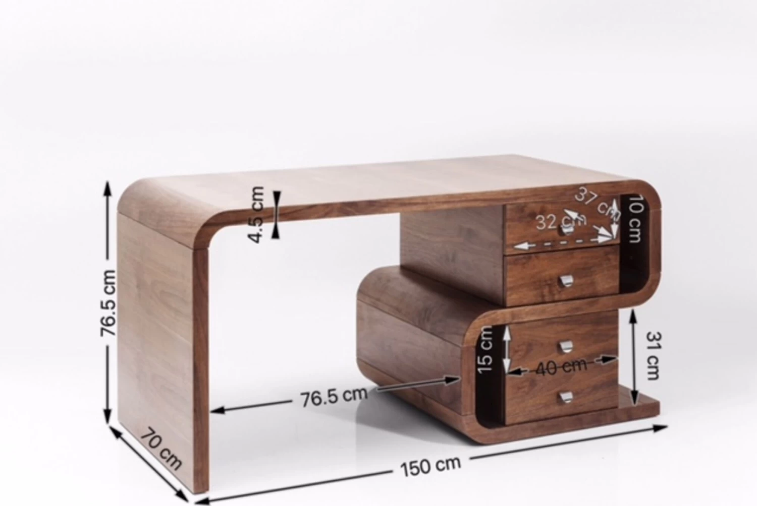 Schreibtisch Soft Snake Walnut 150x70cm – Bild 12