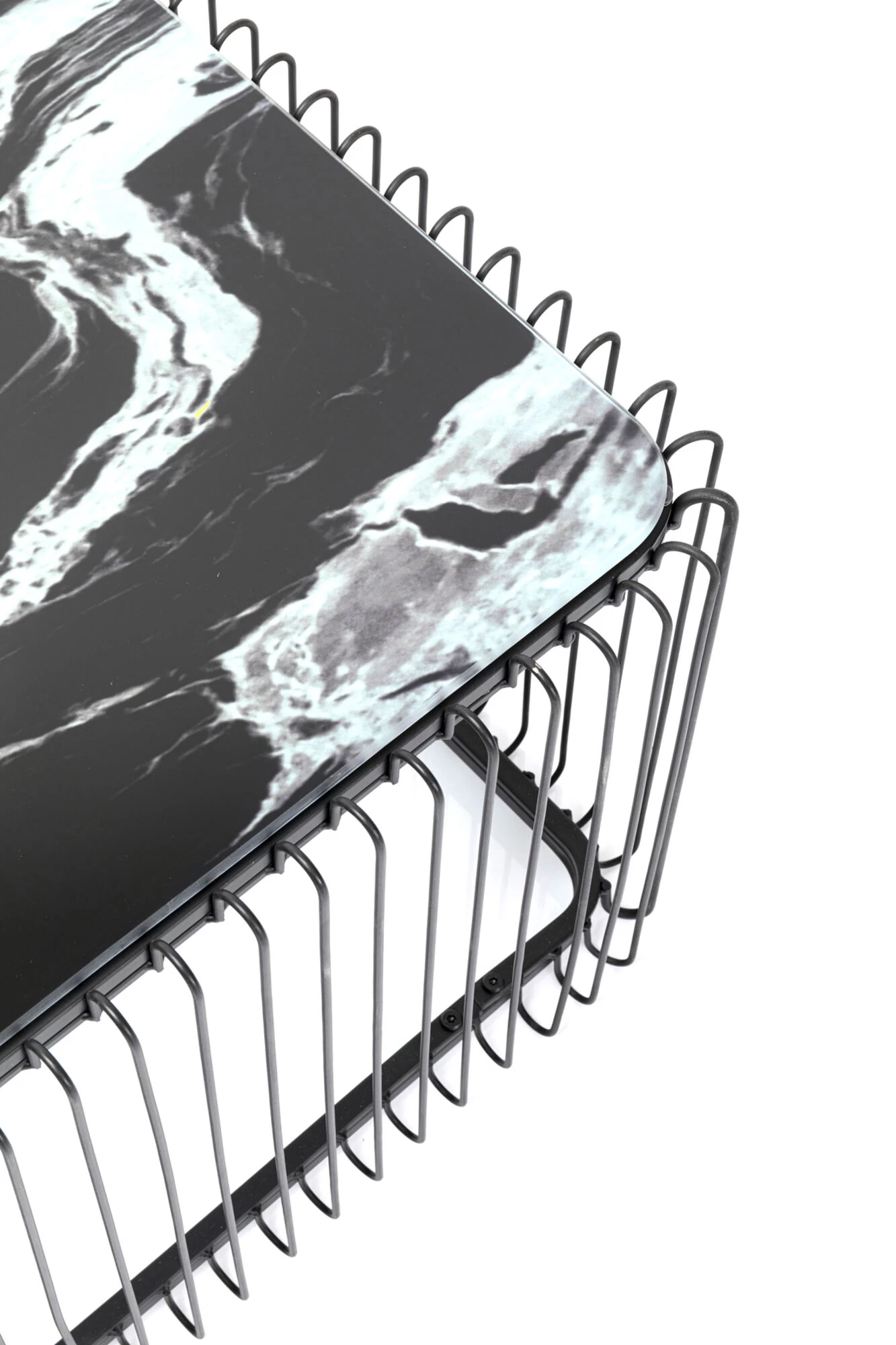 Couchtisch Wire Glas Marble Schwarz 145x70cm – Bild 5