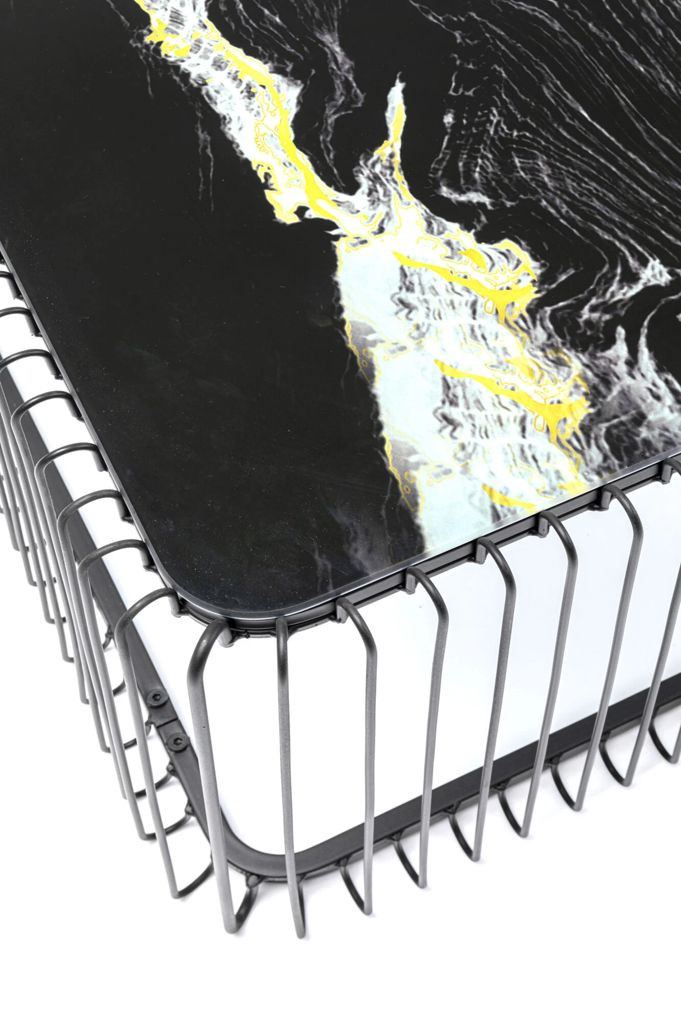 Couchtisch Wire Glas Marble Schwarz 145x70cm – Bild 7