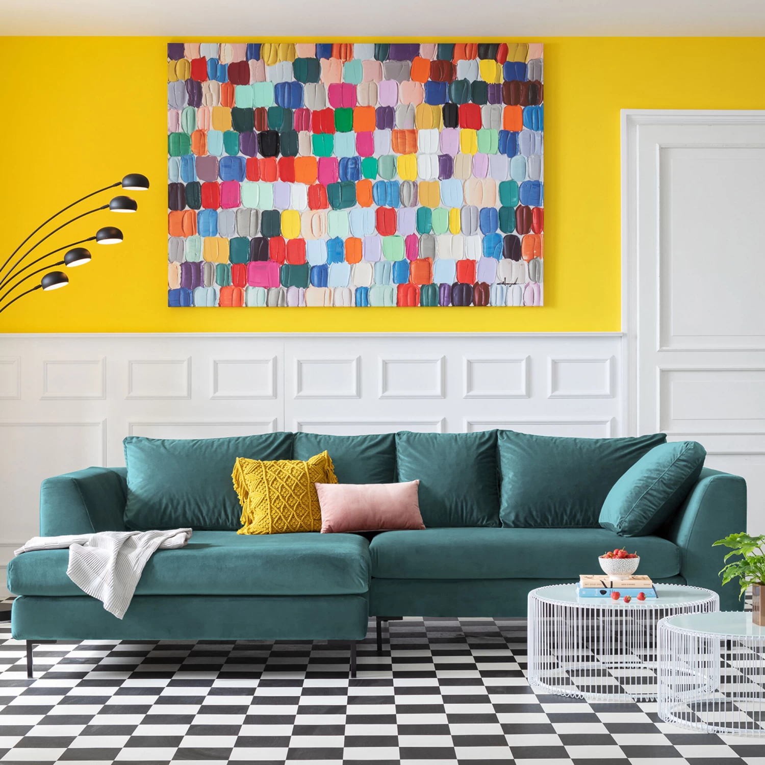 Ecksofa Gianni Velvet Dunkelgrün Rechts Schwarz