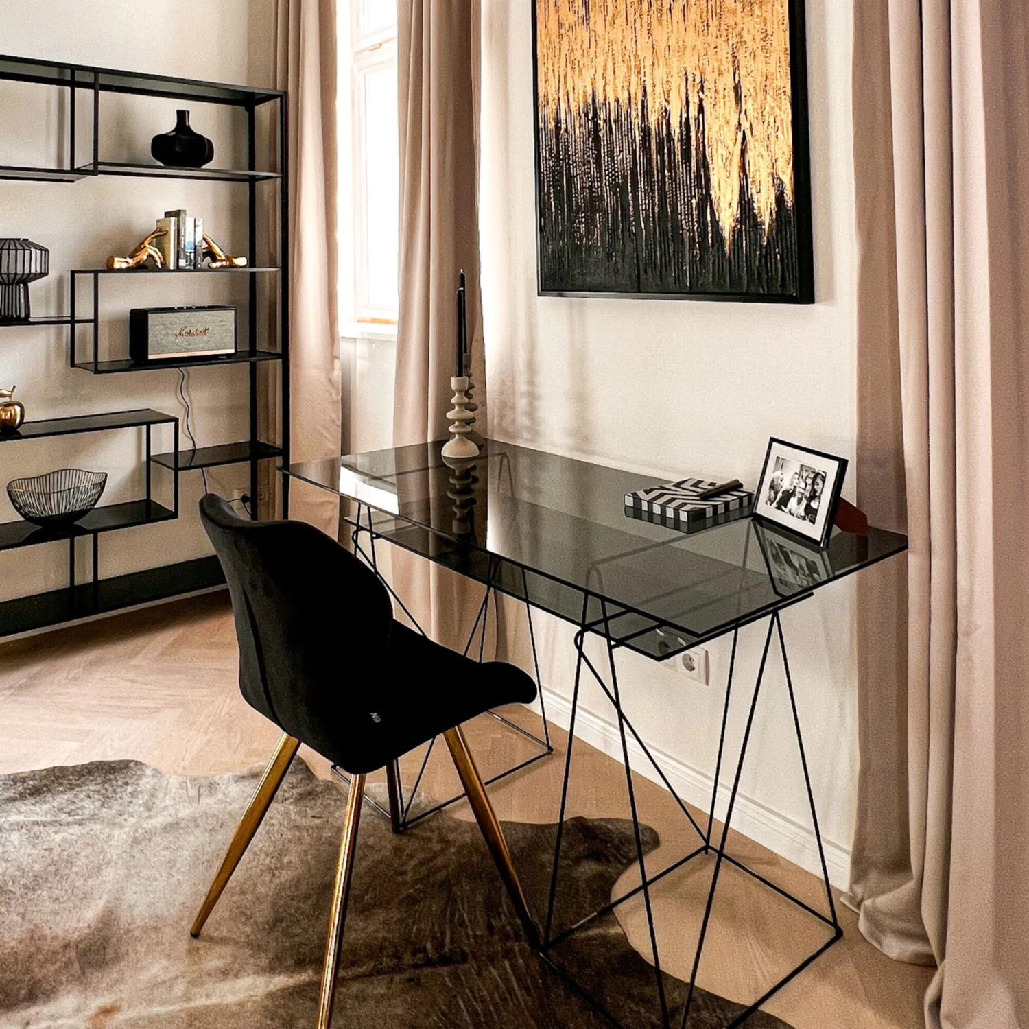 Tisch Polar Schwarz 8mm ESG 135x65cm