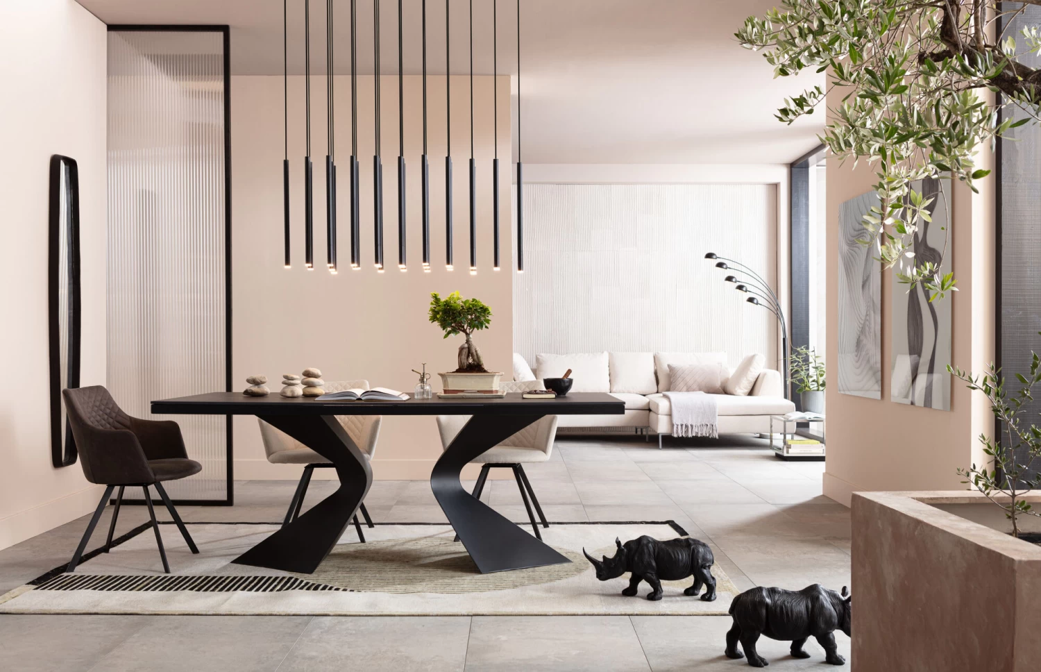 HĂ€ngeleuchte Living Vegas Schwarz Matt LED 120cm