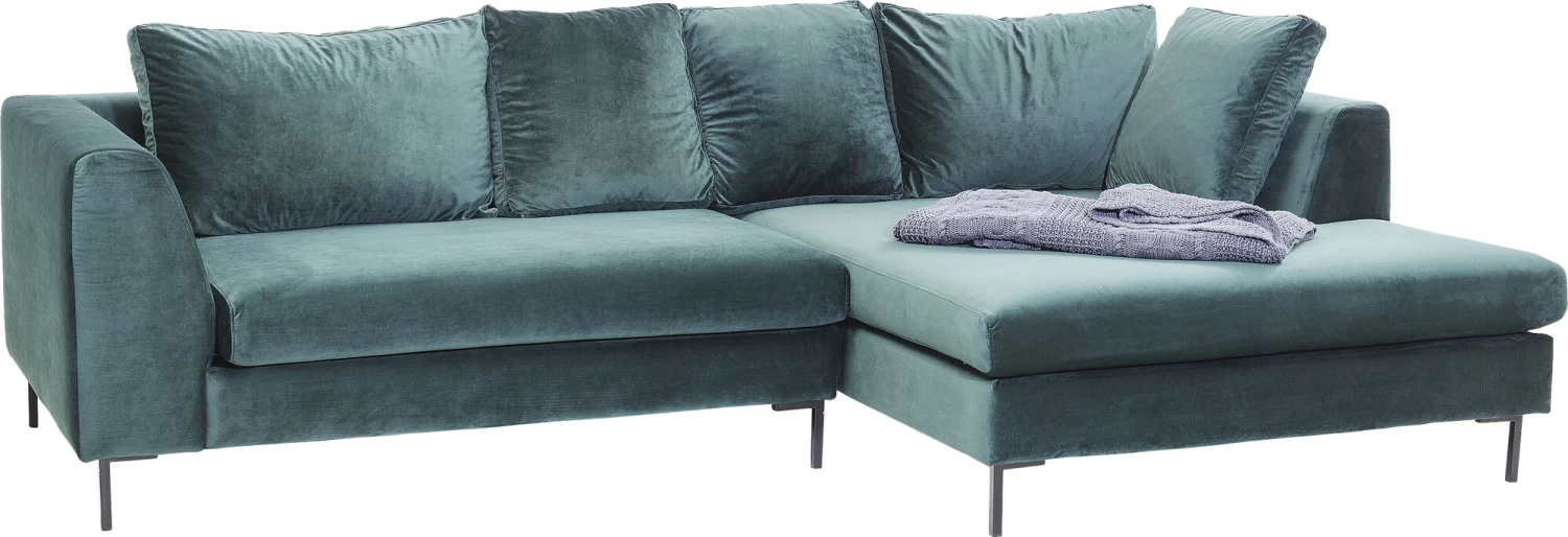 Ecksofa Gianni Velvet Dunkelgrün Rechts Schwarz – Bild 7