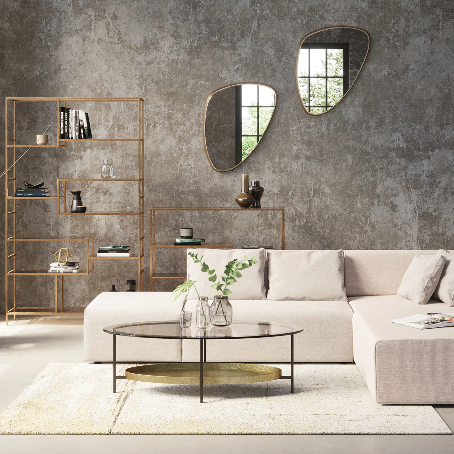 Spiegel Jetset Gold 56x83cm