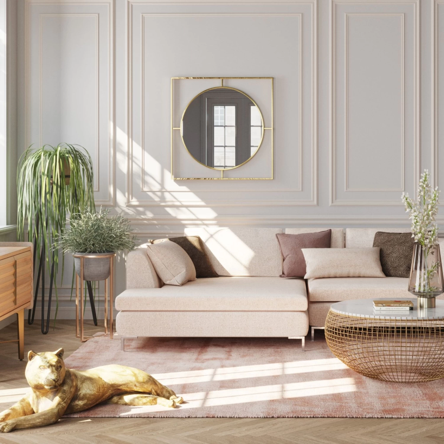 Spiegel Stanford Frame Gold Ø90cm