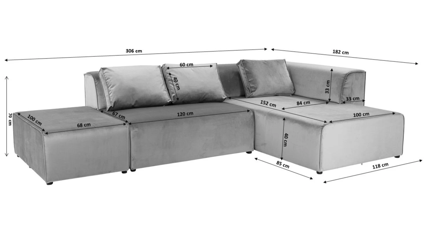 Ecksofa Infinity Ottomane Creme Links – Bild 20