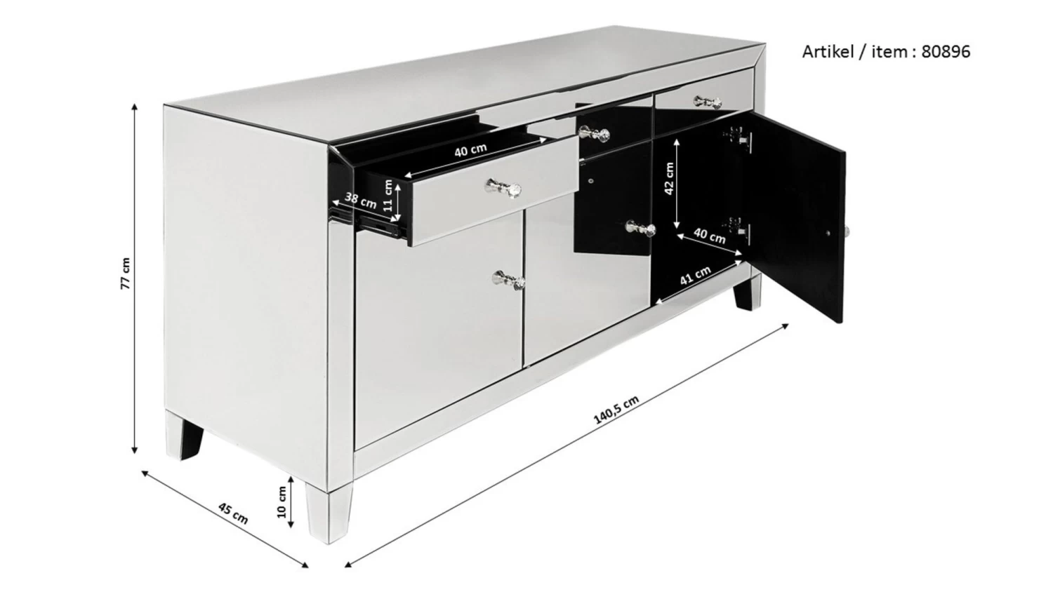 Sideboard Luxury Push Grau – Bild 20