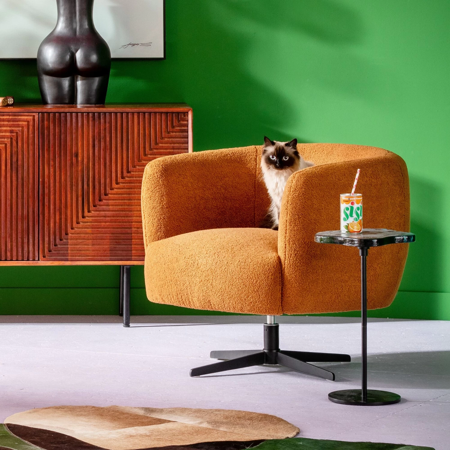 Drehsessel Peony Fuzzy Brown