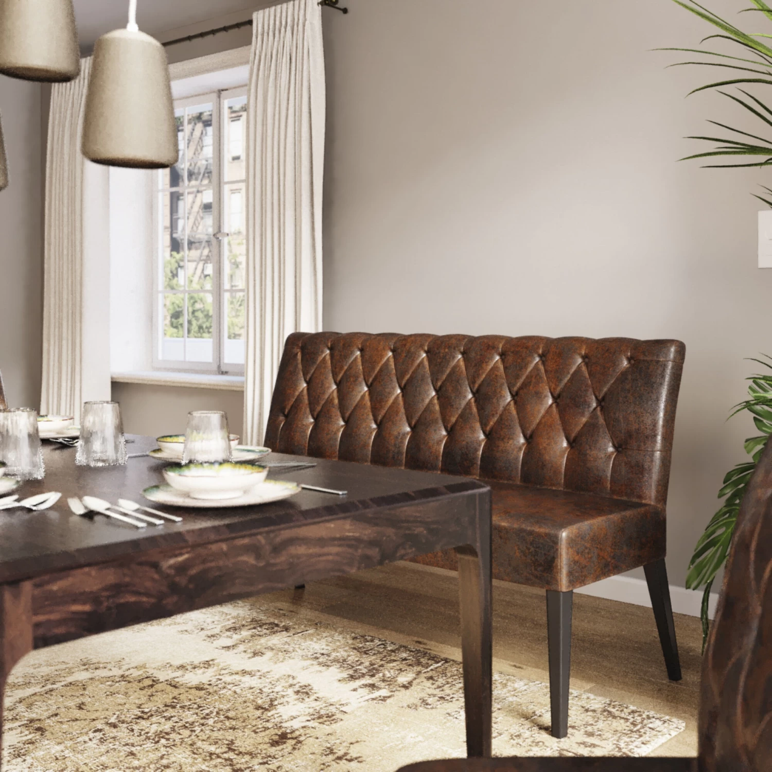 Bank Econo Buttons Vintage 162 Cm – Bild 2