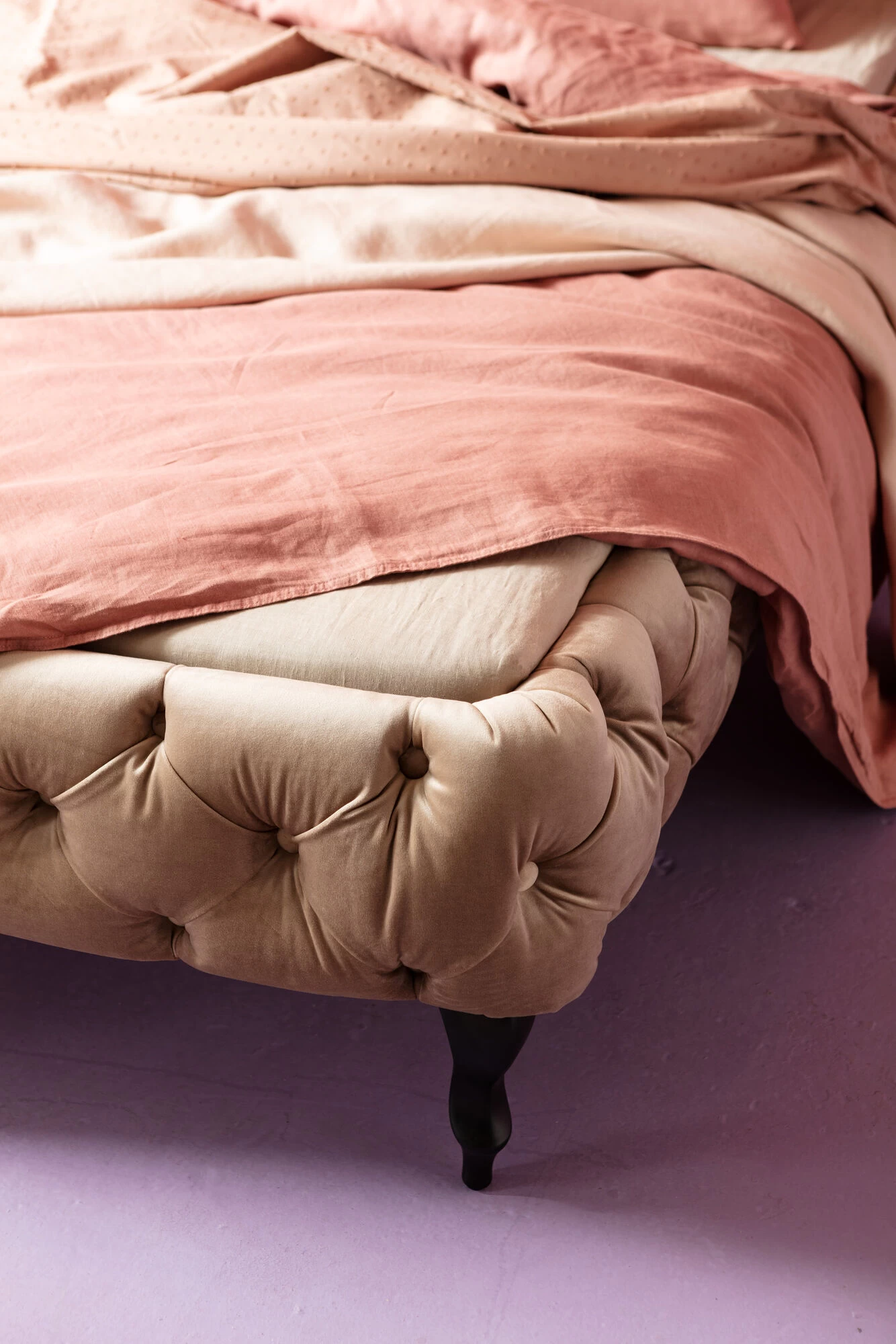 Bett Desire Velvet Ecru 180x200cm – Bild 5