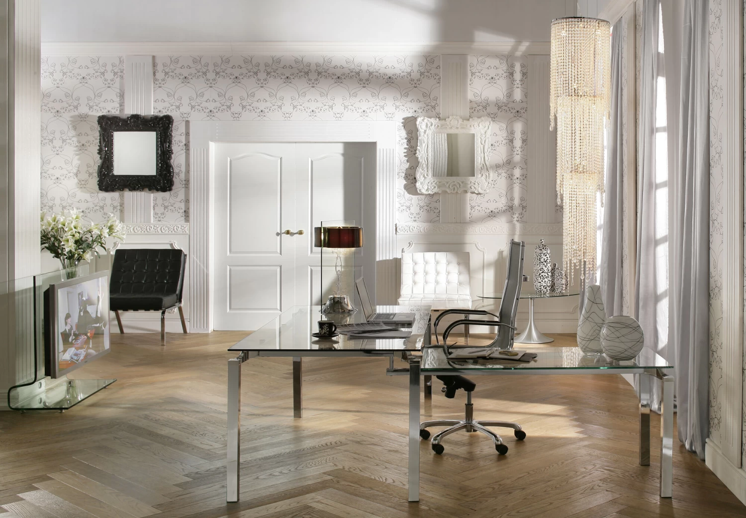 Schreibtisch Lorenco Chrom Winkelcombi 210x180cm – Bild 4