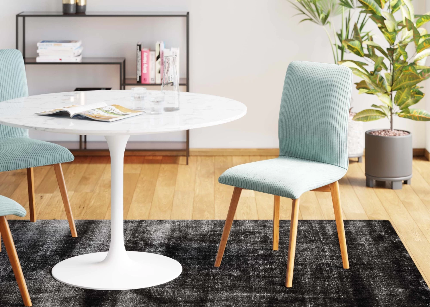 Stuhl Lara Cord Blau – Bild 3