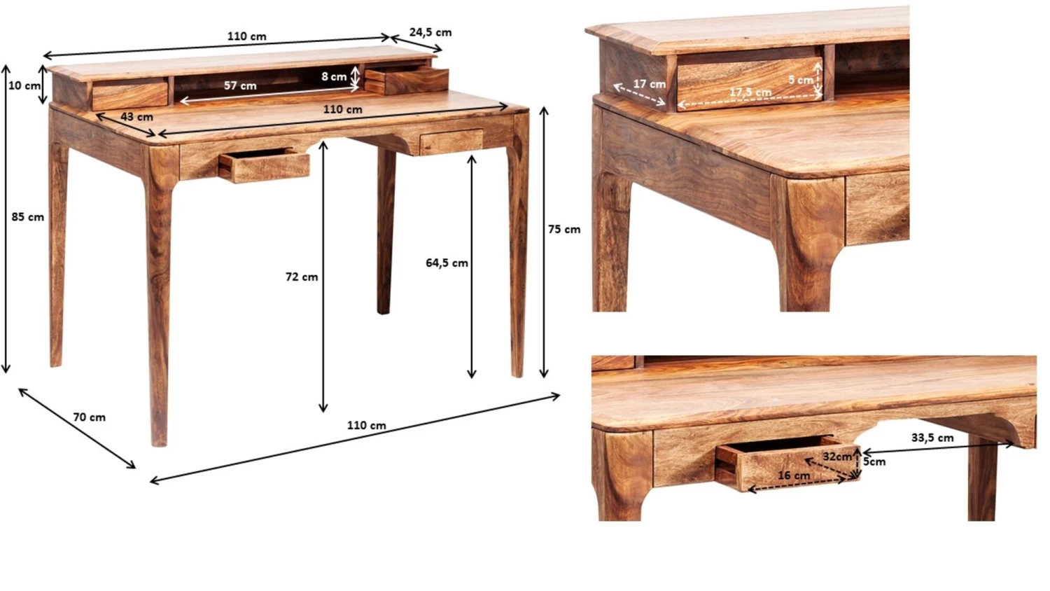Schreibtisch Brooklyn Nature 110x70cm – Bild 10