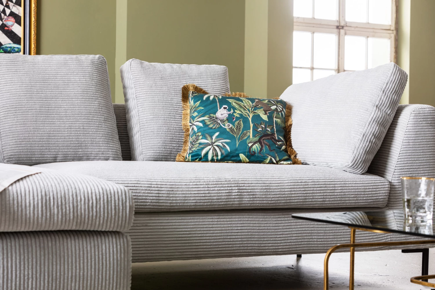 Ecksofa Gianni Cord Grau Links – Bild 4