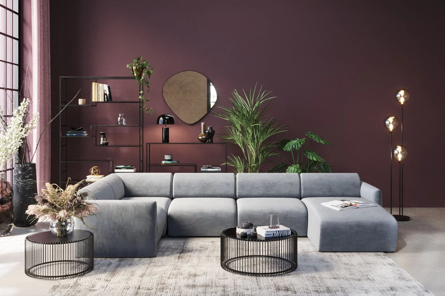 Wohnlandschaft 1 Lucca Grau Rechts 328cm