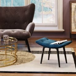 Hocker Black Vicky Velvet Petrol 59x37cm